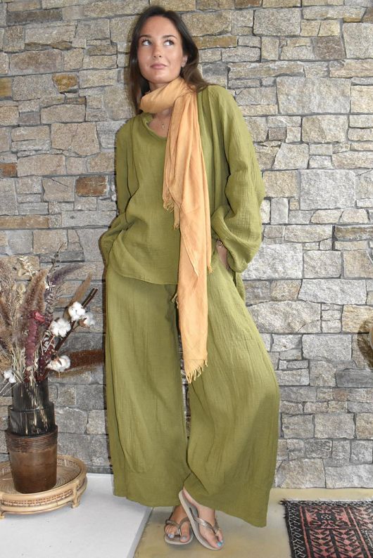 Santos Cushion Cotton Heathcliff Blouse Olive